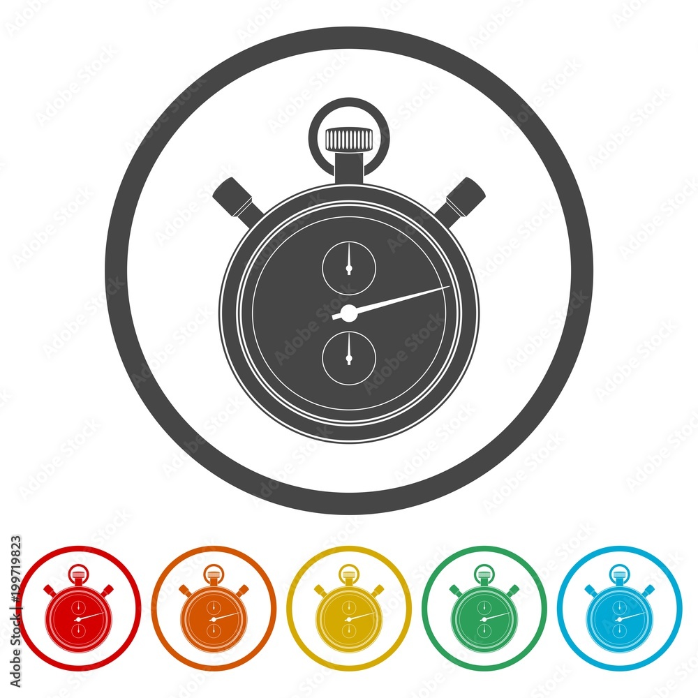 Fototapeta premium Timer icon, Stop watch icon, 6 Colors Included