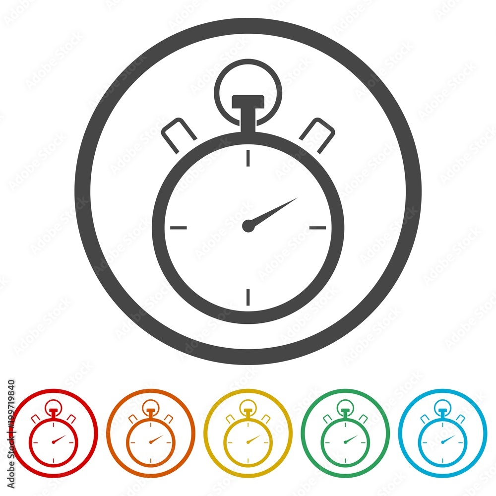 Fototapeta premium Timer icon, Stop watch icon, 6 Colors Included