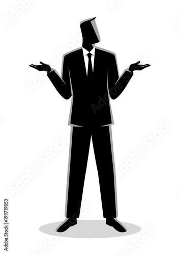 Businessman shrugging shoulders