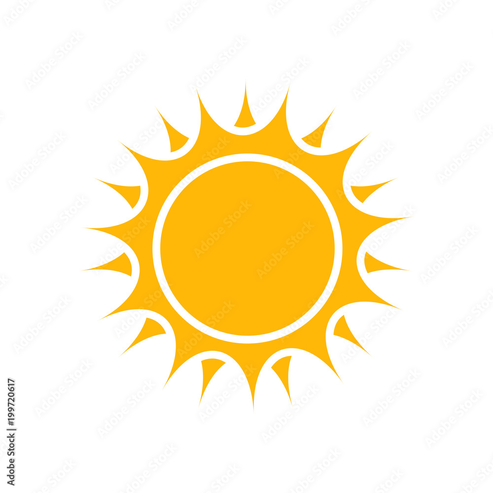 Sun vector icon. Summer sunshine illustration on white isolated background. Sun sunlight concept. Sun vector icon. Summer sunshine illustration on white isolated background. Sun sunlight concept.