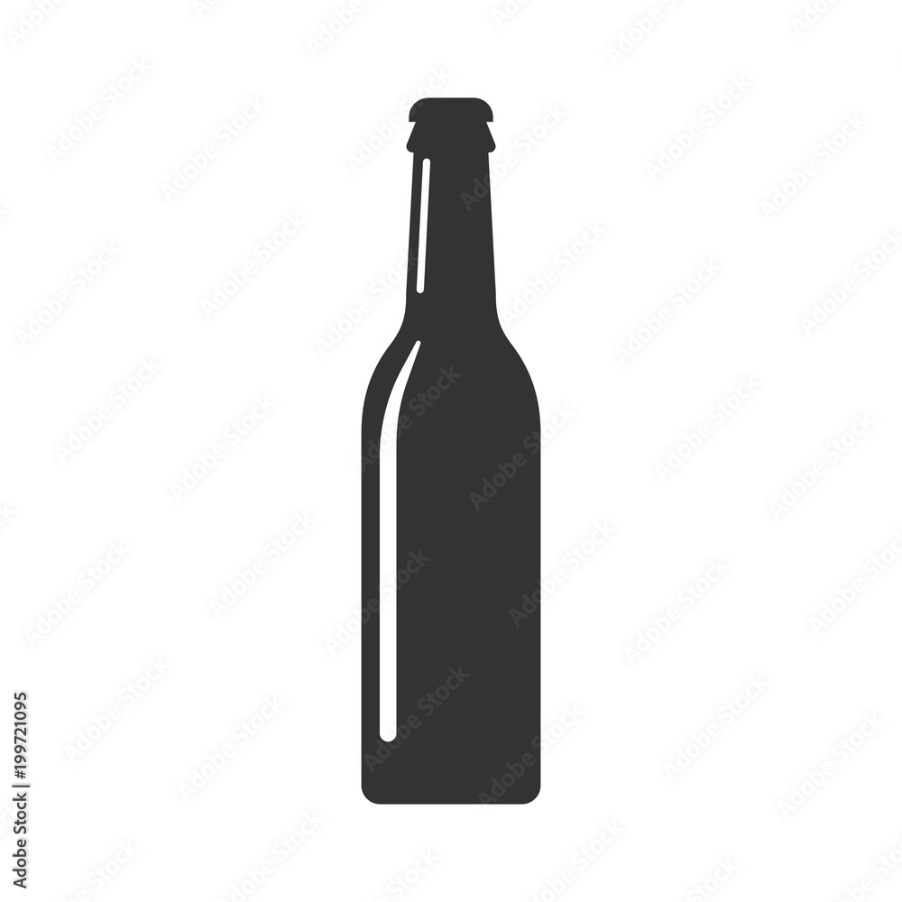 Beer bottle icon in flat style. Alcohol bottle illustration on white isolated background. Beer, vodka, wine concept.