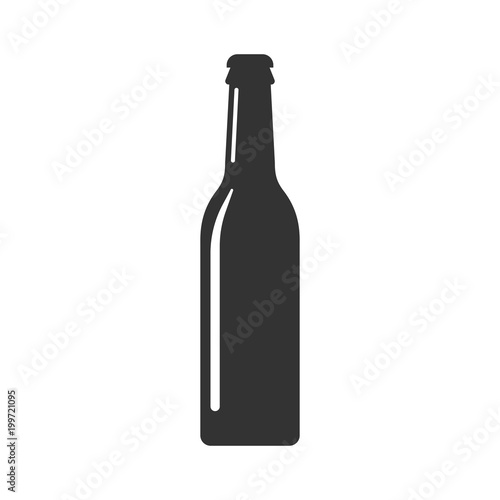 Beer bottle icon in flat style. Alcohol bottle illustration on white isolated background. Beer, vodka, wine concept.