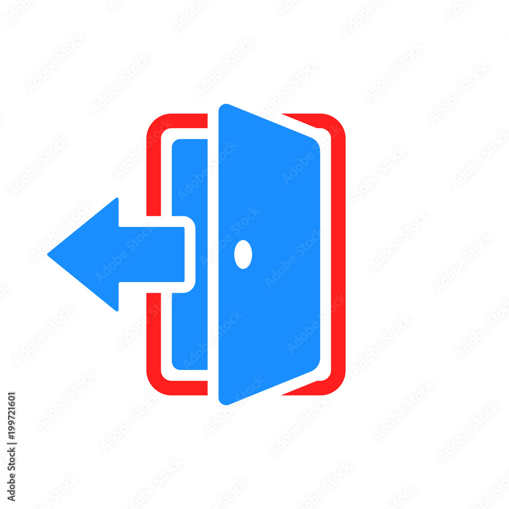 Entrance door in flat style. Exit doors illustration on white isolated background. Doorway entrance concept. Entrance door in flat style. Exit doors illustration on white isolated background. Doorway entrance concept.