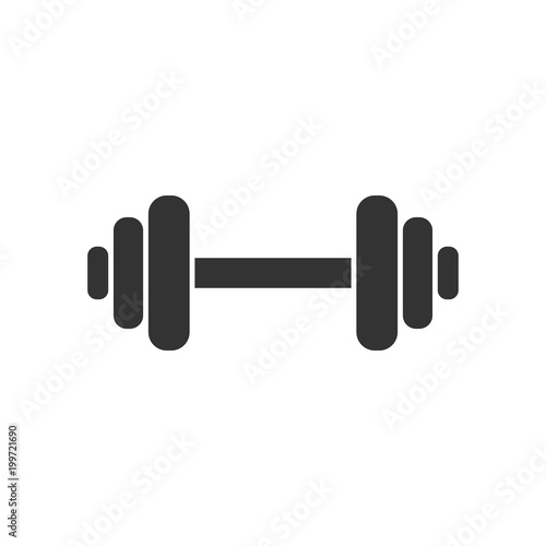 Dumbbell fitness gym in flat style. Barbell illustration on white isolated background. Bodybuilding sport concept.