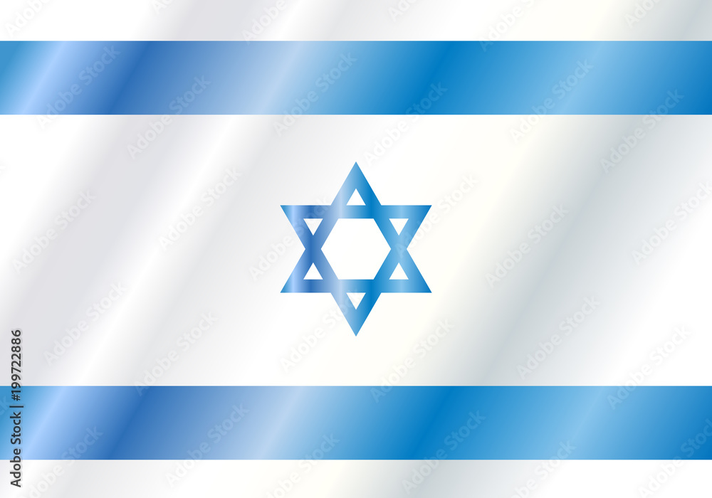 Israeli flag banner blue star icon, star of David symbol. Flag Israel