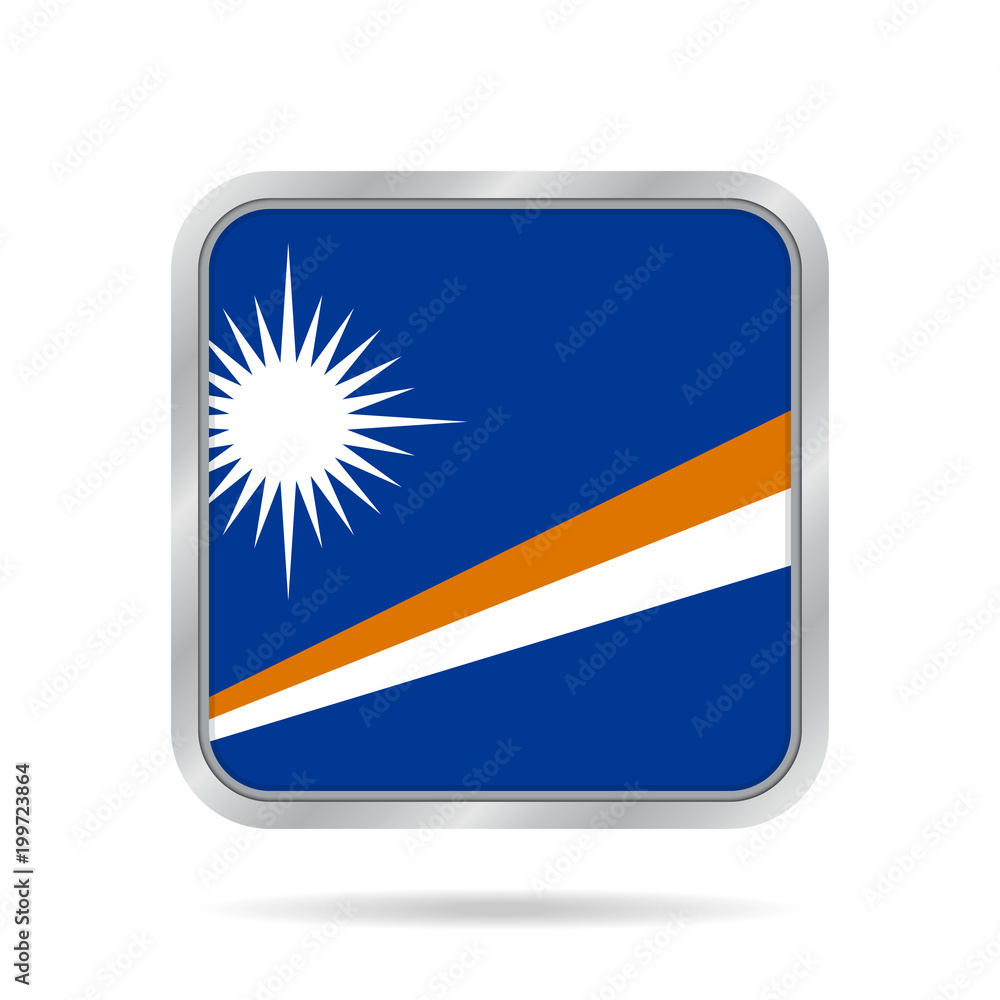Flag of Marshall Islands. Metallic square button. Flag of Marshall Islands. Metallic square button.