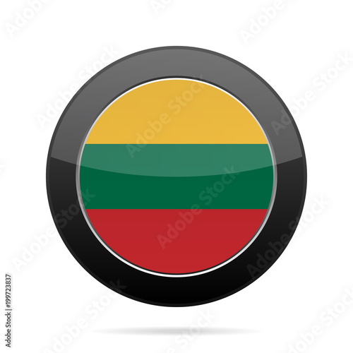 Free Download Flag of Lithuania. Shiny black round button. - GFXLoad
