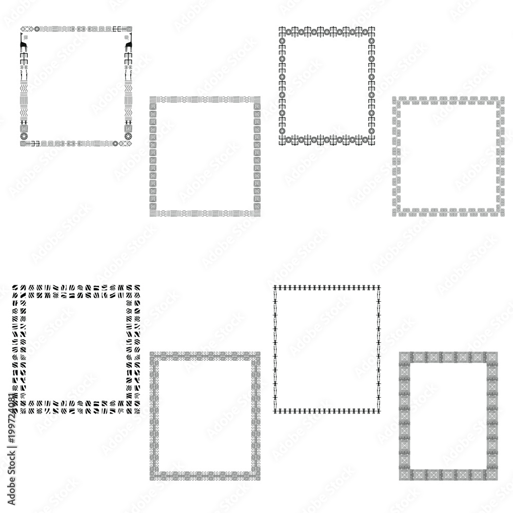 Frame with space for text. A set of frames with traditional African patterns. Ethnic ornament. Vector illustration.