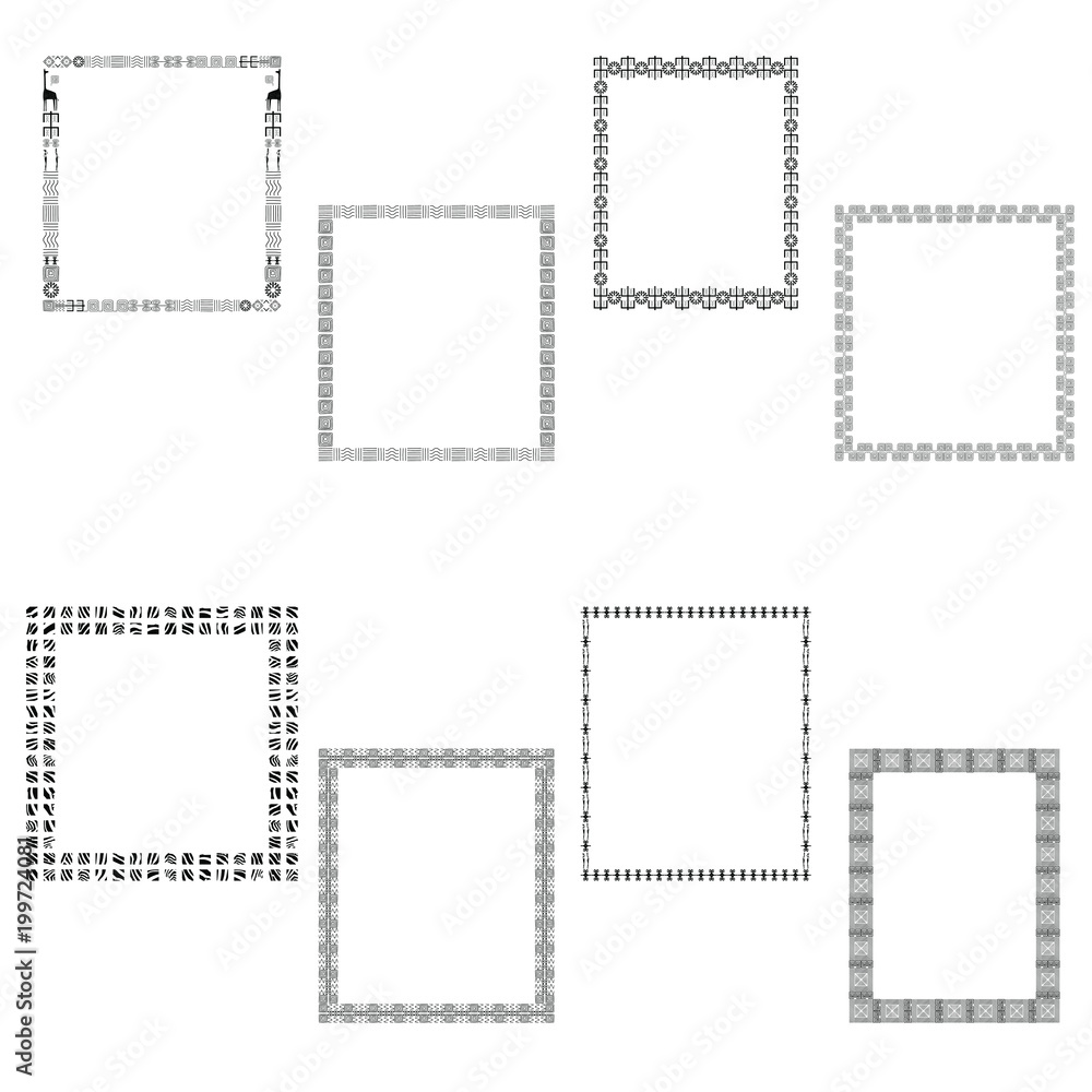 Frame with space for text. A set of frames with traditional African patterns. Ethnic ornament. Vector illustration. Frame with space for text. A set of frames with traditional African patterns. Ethnic ornament. Vector illustration.