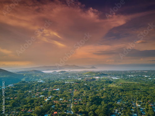 Cityscape in green nature scenery photo