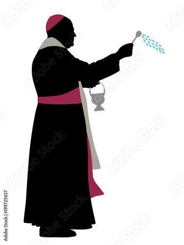 Catholic bishop sprinkling holy water