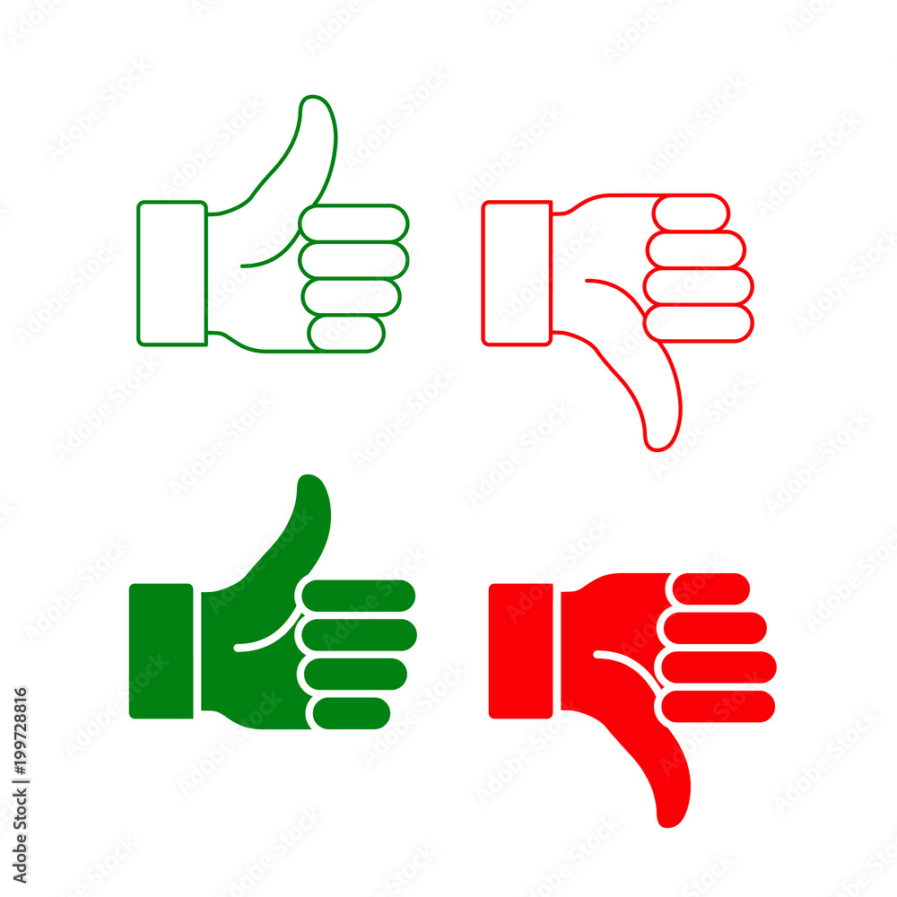 Like Icon in flat style isolated on white background. Like and dislike symbol set. Vector illustration Like Icon in flat style isolated on white background. Like and dislike symbol set. Vector illustration