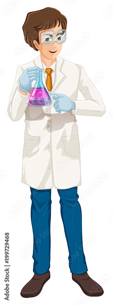 A brown haired Scientist holding a beaker A brown haired Scientist holding a beaker