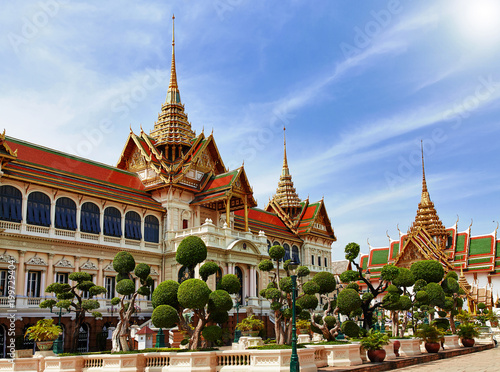 Grand palace, Wat Phra Kaew with blue sky, bangkok, Thailand. © Krzysztof