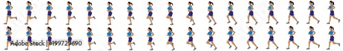 Girl Run Cycle Animation Sprite Sheet, jogging, Running, Silhouette