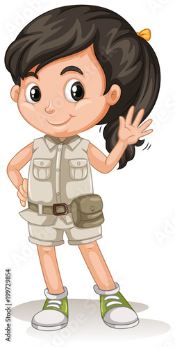 A Cute Girl Scout on White Background