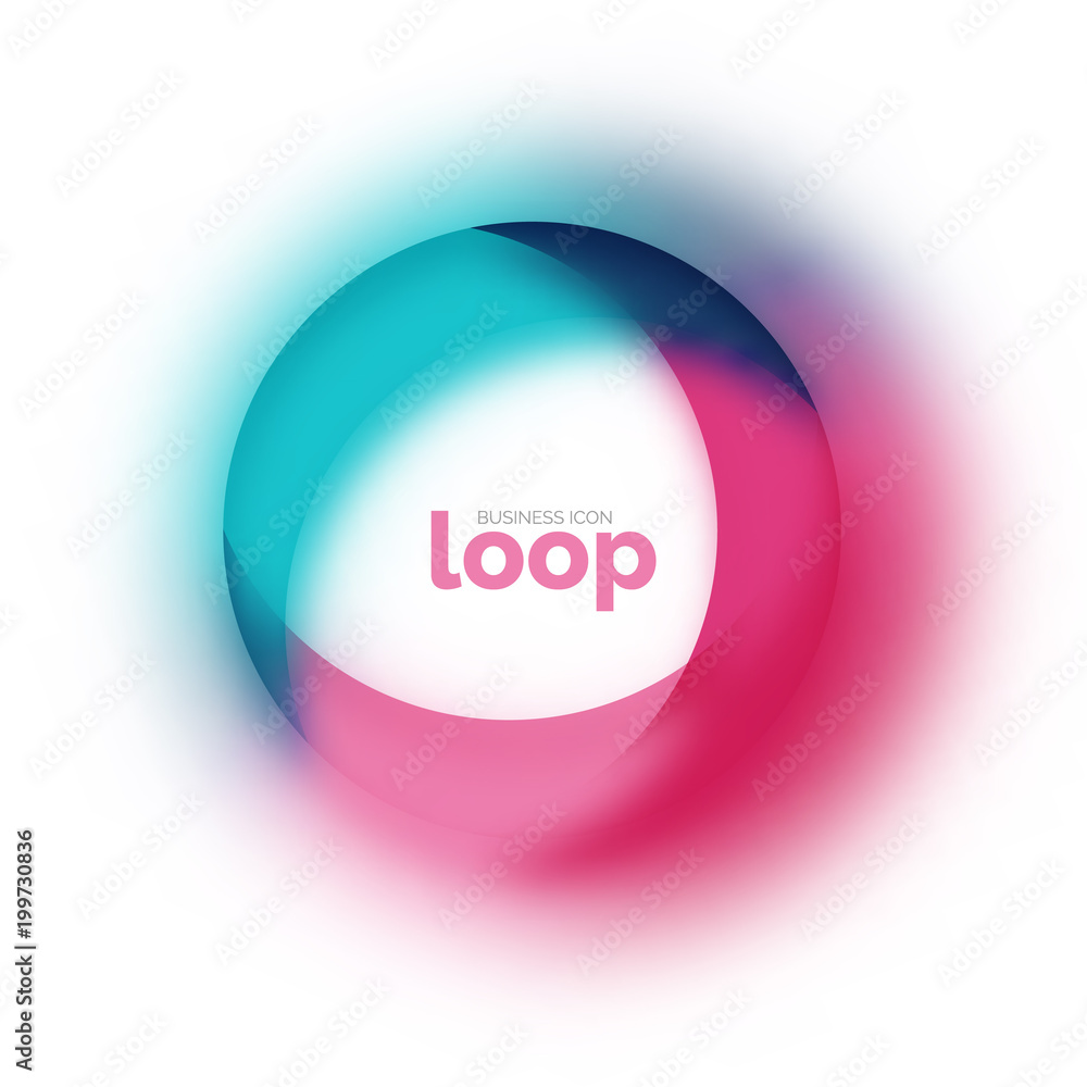 Loop circle business icon, created with glass transparent color shapes Loop circle business icon, created with glass transparent color shapes