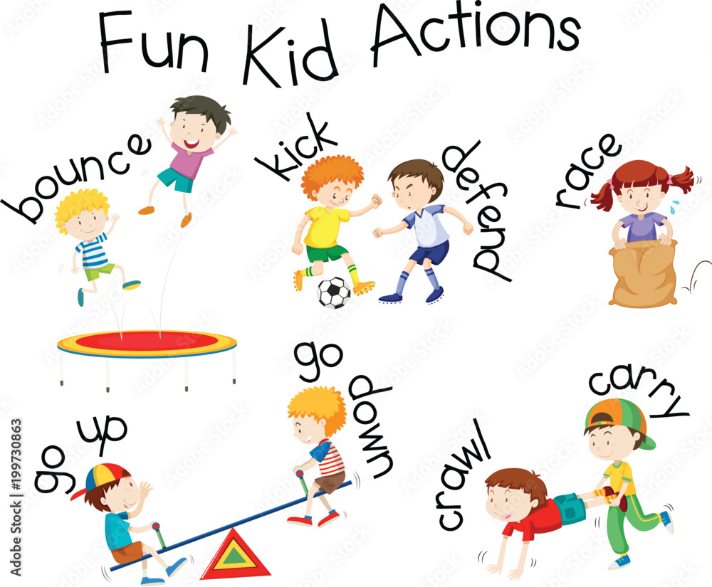 Fun Kid Actions playground illustration Fun Kid Actions playground illustration