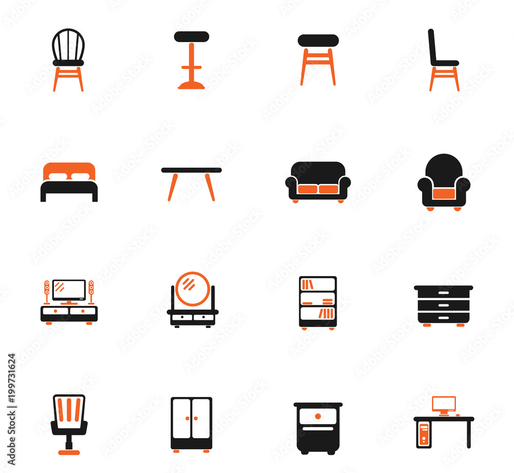 furniture color icon set furniture color icon set
