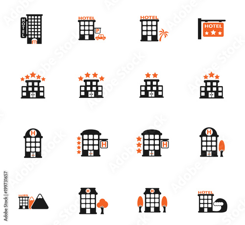 hotel color icon set