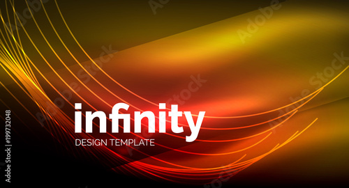 Abstract wave on dark background, shiny glowing neon digital background template