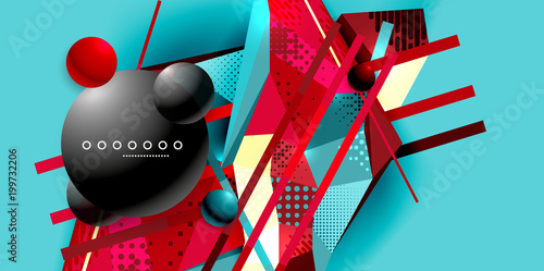 Bild auf Leinwand Abstract geometric poster created with polygonal triangle elements, lines, spher