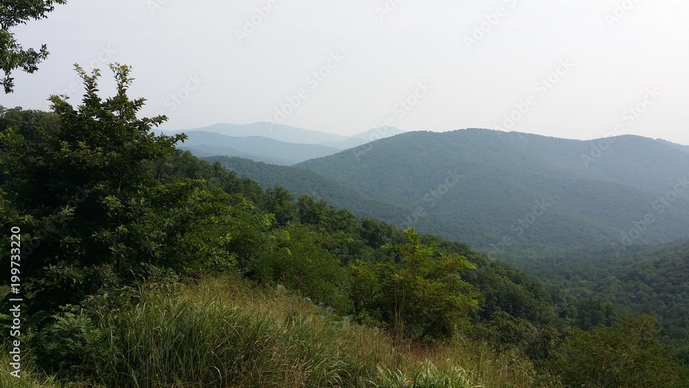 Overlooking the hills of the Blue Ridge mountains in Virginia