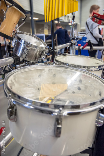 Setup With different rhythm percussion instruments on a stand