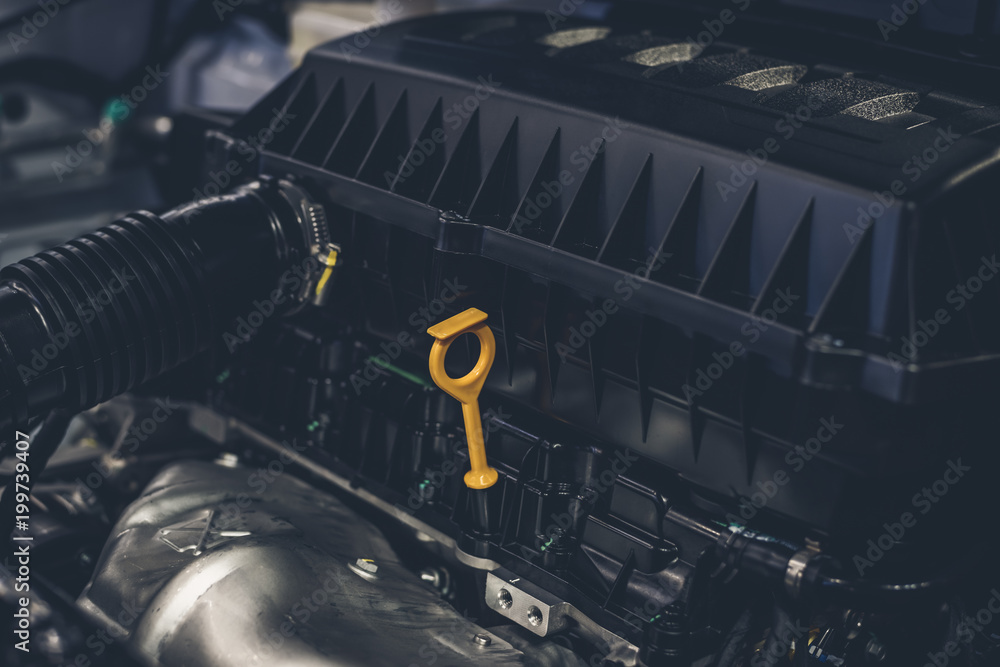 Close up shot of car engine for background