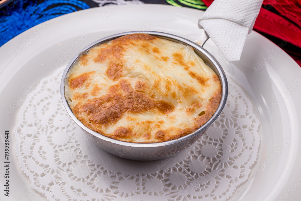 Julienne on white plate Julienne on white plate