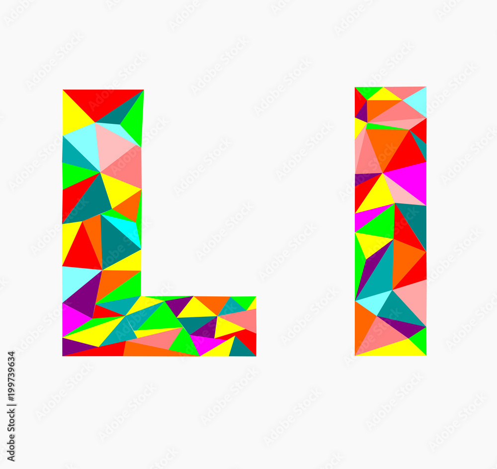 Letter L ,low poly alphabet,geometric style.Abstract vector. Letter L ,low poly alphabet,geometric style.Abstract vector.
