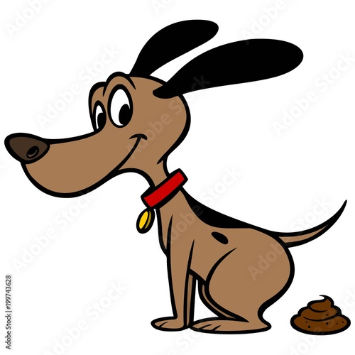 Dog Poop - A vector cartoon illustration of a Dog pooping.