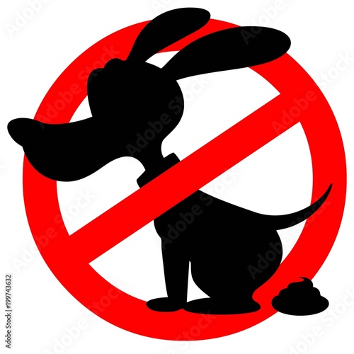 Dog Poop Warning - A vector cartoon illustration of a Dog Poop Warning sign.