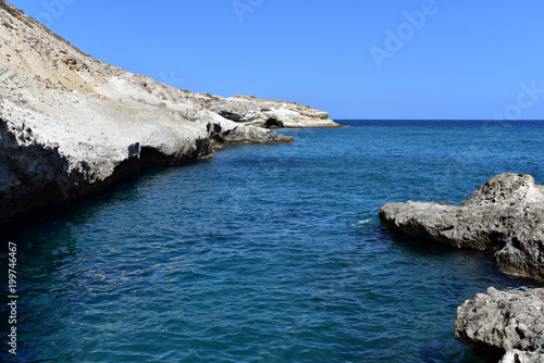 The strange beach Papafragas in Milos Island, Greece photo