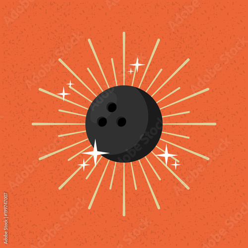ball sport bowling sunburst color background vector illustration