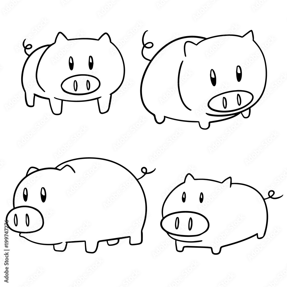 Fototapeta premium vector set of pig