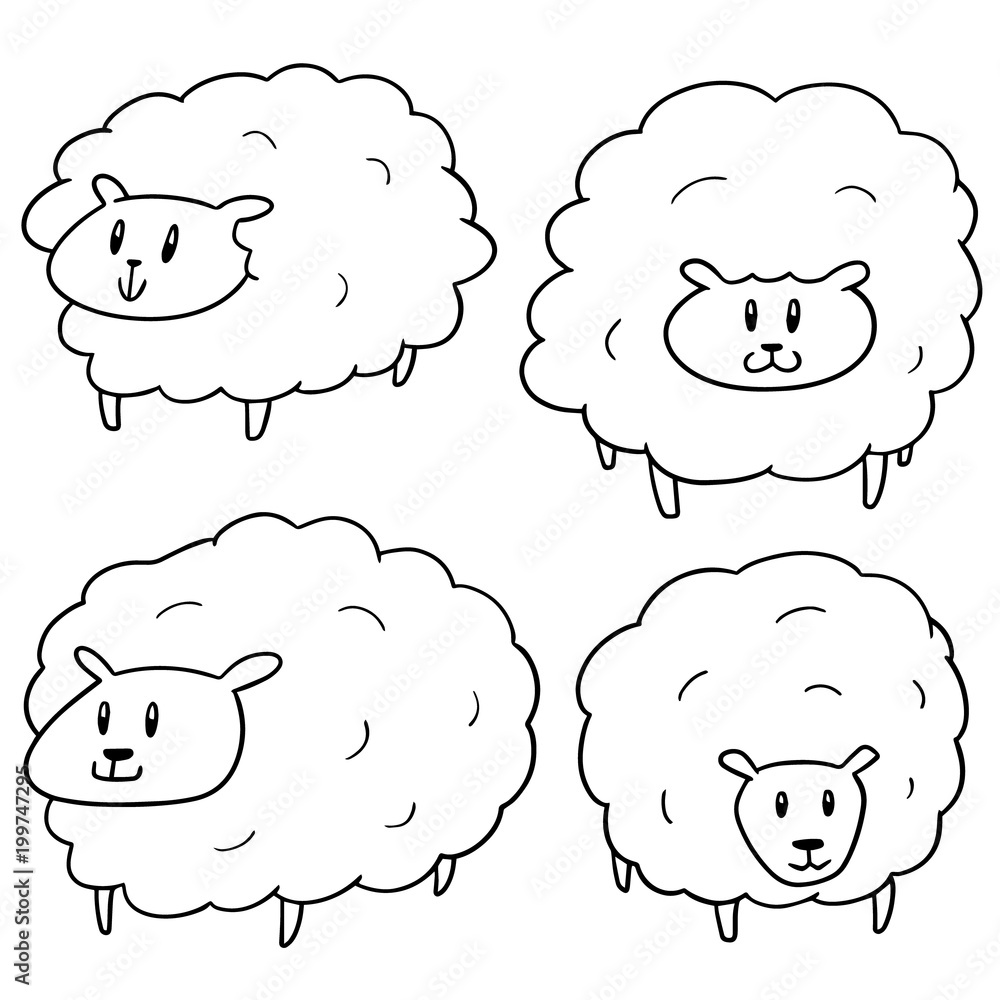 Obraz premium vector set of sheep