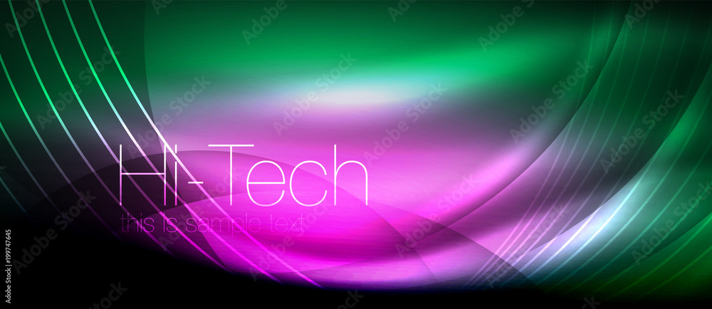 Glossy light effect neon glowing waves, shiny lights Glossy light effect neon glowing waves, shiny lights