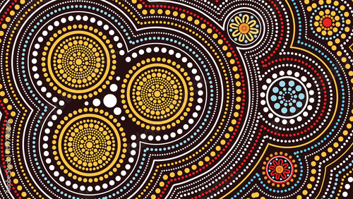 Aboriginal art vector painting, Connection concept, Illustration based on aboriginal style of dot background - Vector illustration 
