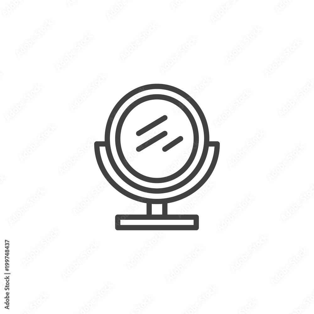 Make-up mirror outline icon. linear style sign for mobile concept and web design. Mirror beauty glass simple line vector icon. Symbol, logo illustration. Pixel perfect vector graphics Make-up mirror outline icon. linear style sign for mobile concept and web design. Mirror beauty glass simple line vector icon. Symbol, logo illustration. Pixel perfect vector graphics
