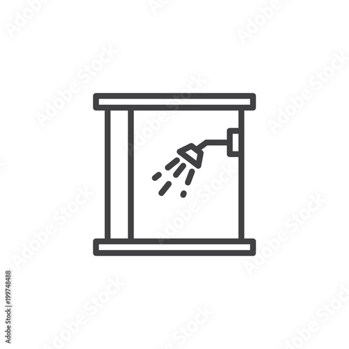 Shower cabin outline icon. linear style sign for mobile concept and web design. Stall simple line vector icon. Symbol, logo illustration. Pixel perfect vector graphics