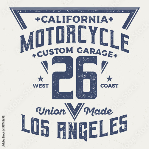 California, Los Angeles Motorcycle - Vintage Tee Design For Printing