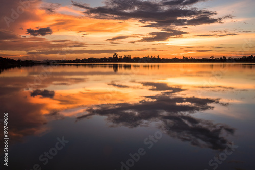 Sunset on the lake landscape © songdech17