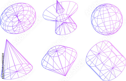 Geometric abstract shapes. Decorative elements for design projects. Contour flat figures in vector isolated on white background. Elements for the website and print.