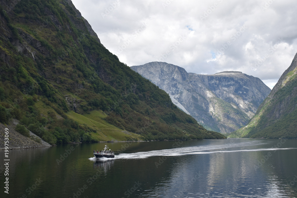 Nature Landscape Mountains Norway Fjord Boat Water