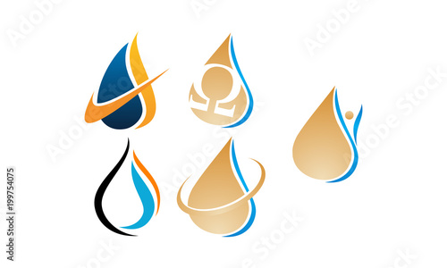 Water Fire Flame Gas Oil Set