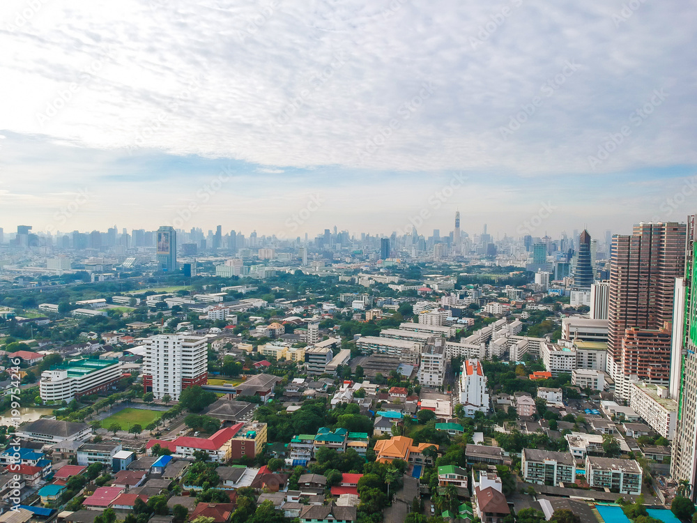 Cityscape serial view of modern building in Bangkok