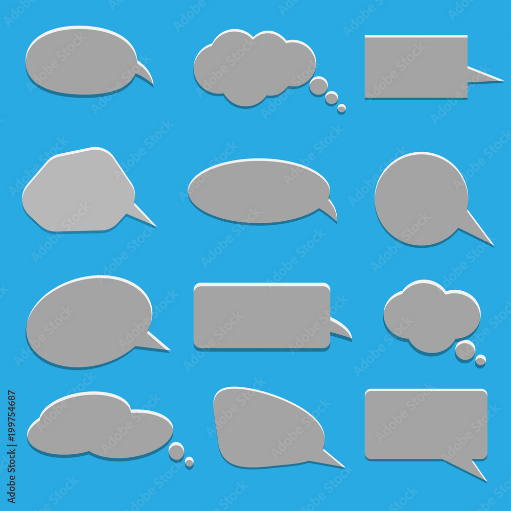 speech of sticker bubble set on blue backgound speech of sticker bubble set on blue backgound