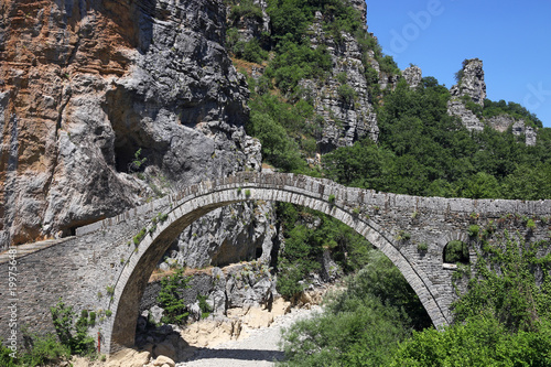 Kokkori arch stone bridge landscape Zagoria Greece © goce risteski