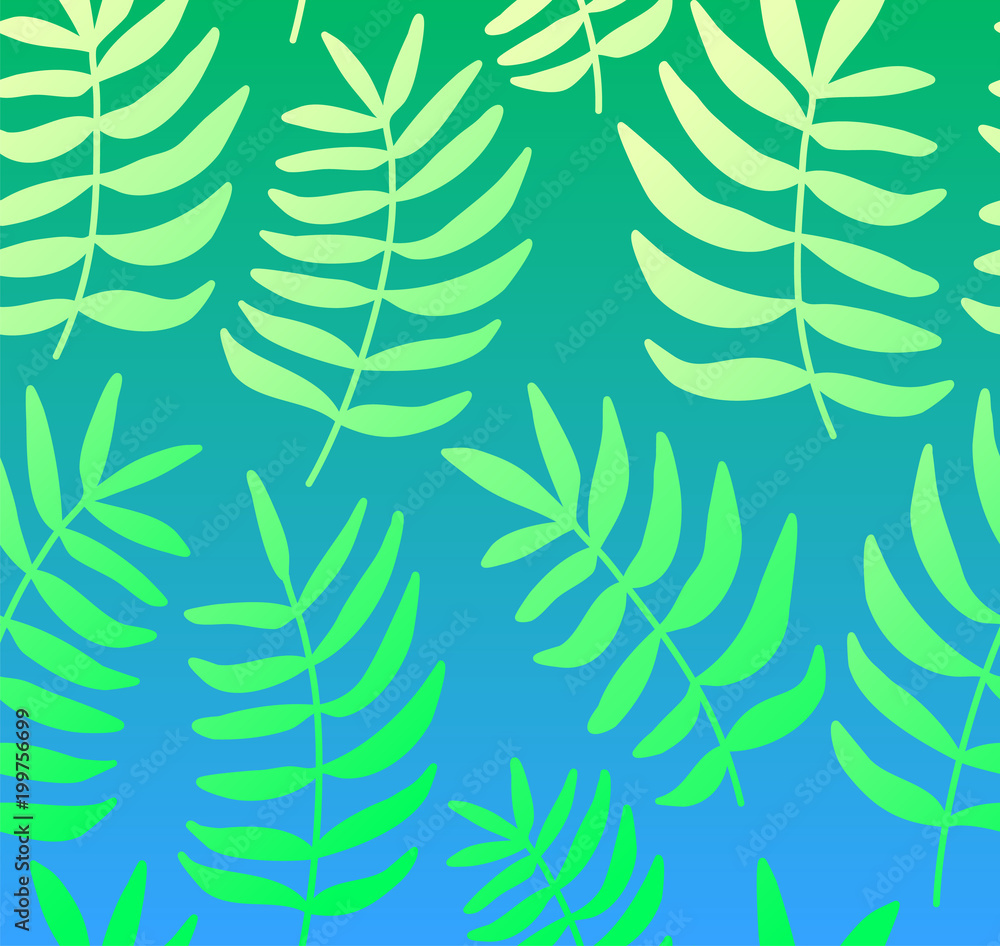 Leaves Pattern. Trendy Color Gradient. Leaves Pattern. Trendy Color Gradient.